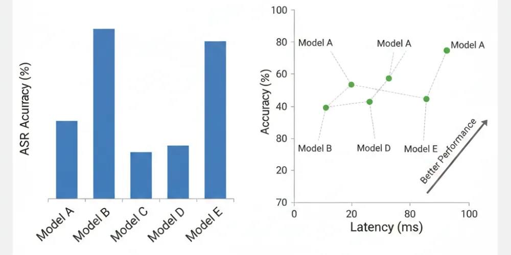 ASR models comparison accuracy and latency chart