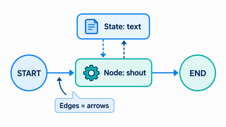 LangGraph learning roadmap showing AI agent workflow concepts