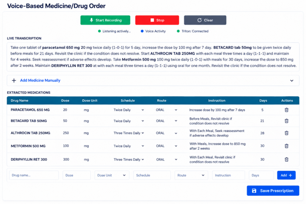 AI-powered voice-based medicine and drug ordering interface